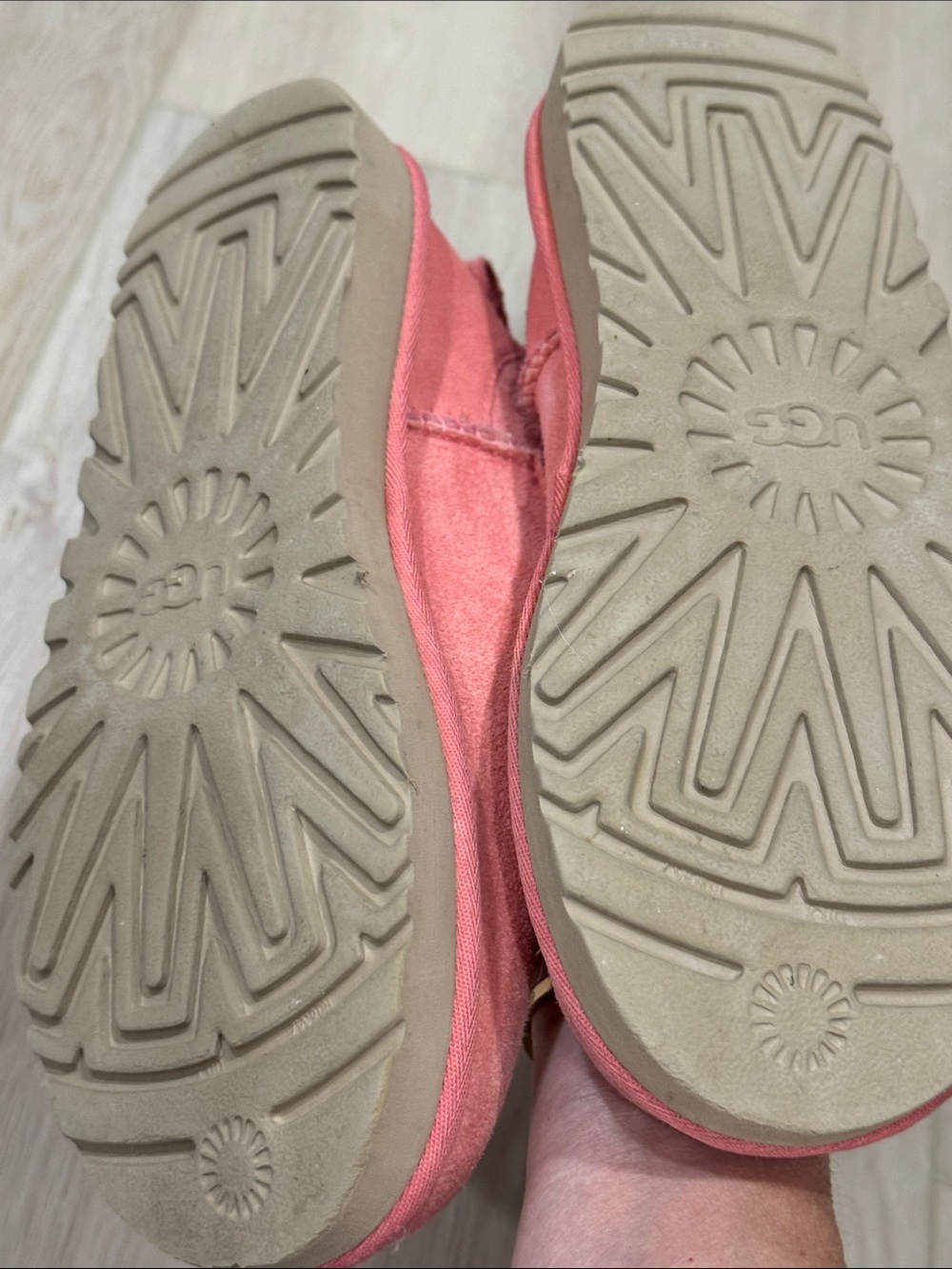 UGG women’s  Coral Pink Suede Plush-Lined Ankle Boots - Picture 5 of 5